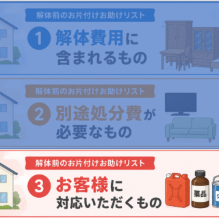 解体前のお片付けお助けリスト③｜お客様に対応をお願いしているもの